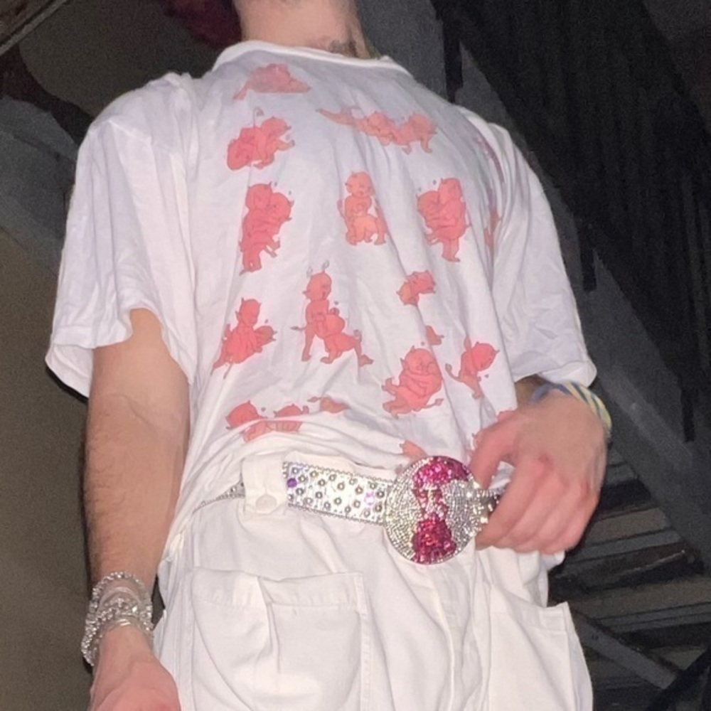 Vintage 1990s Devils Sex Positions All Over Print Demons Graphic White Tee XL 😜 - Picture 7 of 14